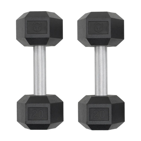 Rubber Hex Dumbbells & Sets (LB)