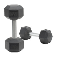 Rubber Hex Dumbbells & Sets (LB)