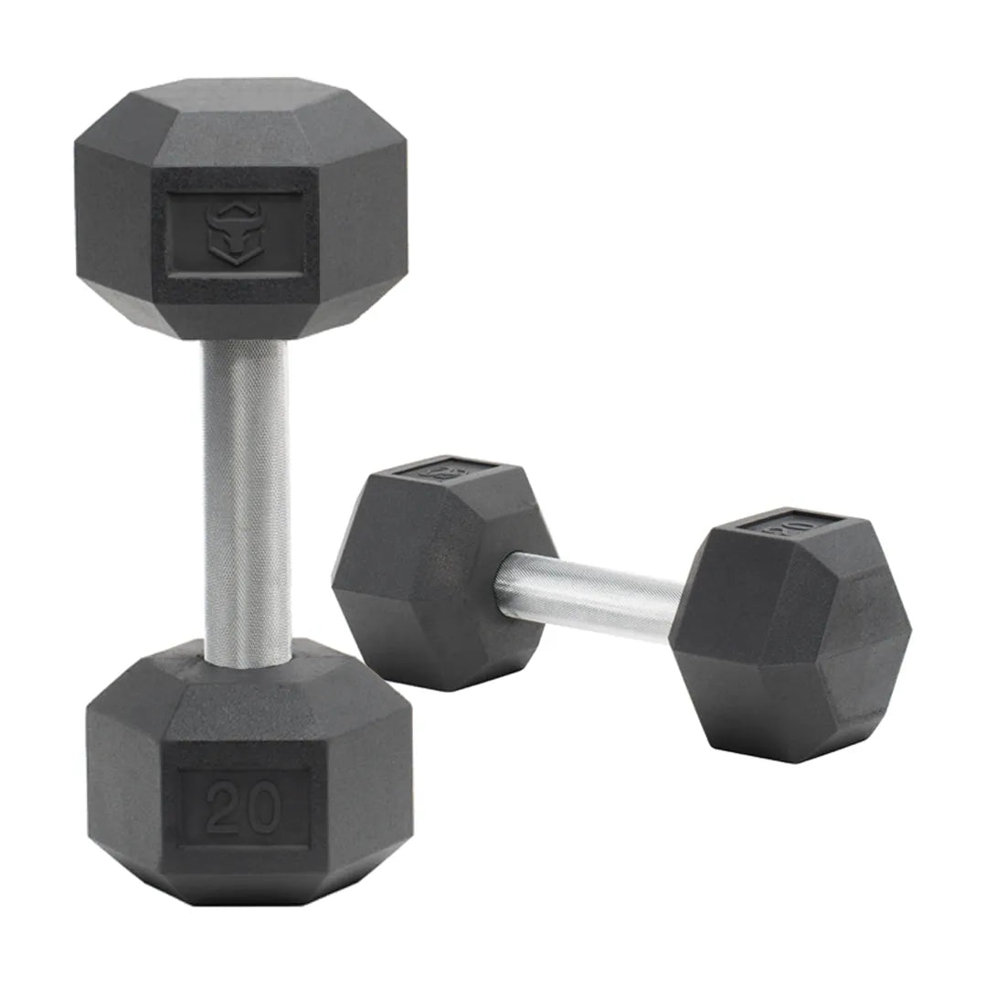 Rubber Hex Dumbbells & Sets (LB)