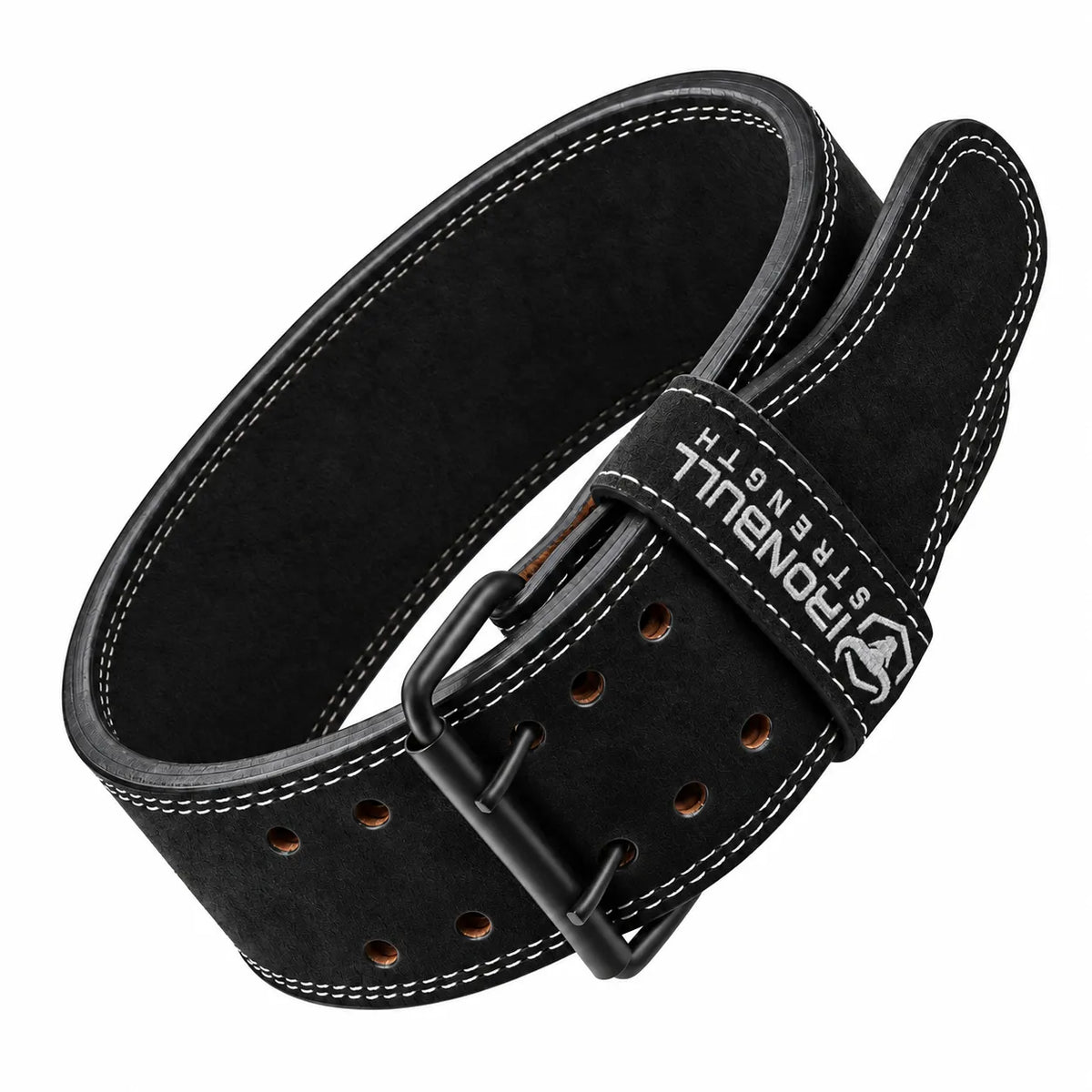 #color_black | Iron Bull Strength 10mm double prong lifting belt in black, front view