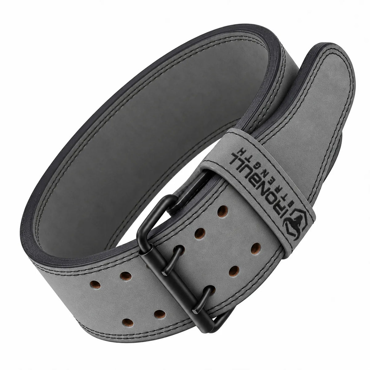 #color_grey | Iron Bull Strength 10mm double prong lifting belt in grey, front view
