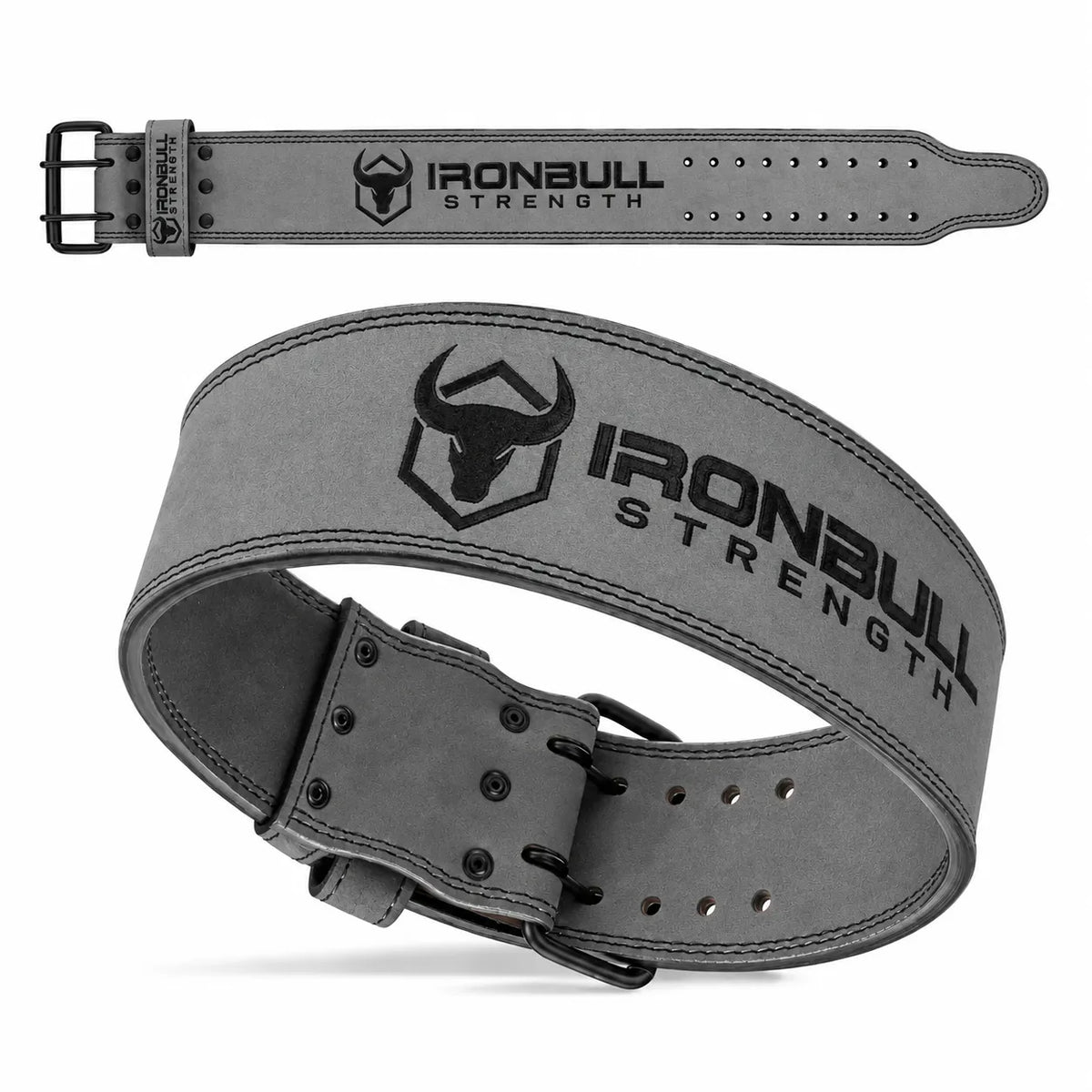 #color_grey | Iron Bull Strength 10mm powerlifting belt in grey, front view
