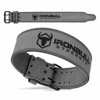 #color_grey | Iron Bull Strength 10mm powerlifting belt in grey, front view