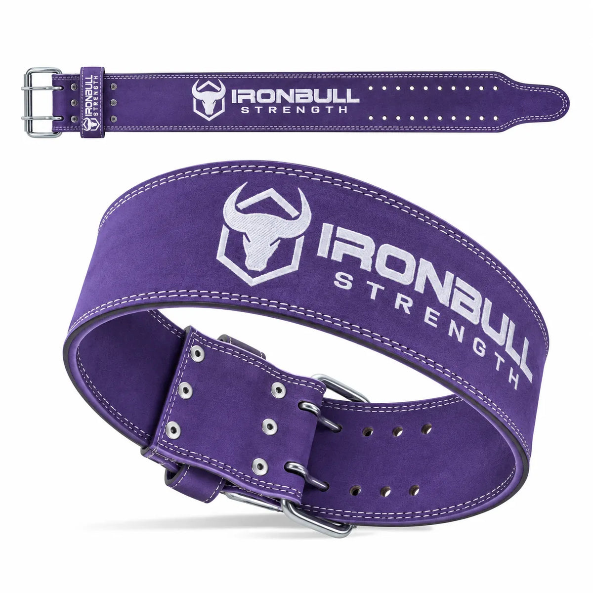 #color_purple | Iron Bull Strength 10mm powerlifting belt in purple, front view