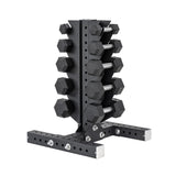 5-25 LB Rubber Hex Dumbbell Set with Vertical Storage Rack (5 Pairs)