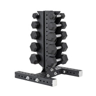5-25 LB Rubber Hex Dumbbell Set with Vertical Storage Rack (5 Pairs)
