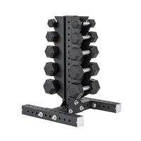 5-25 LB Rubber Hex Dumbbell Set with Vertical Storage Rack (5 Pairs)