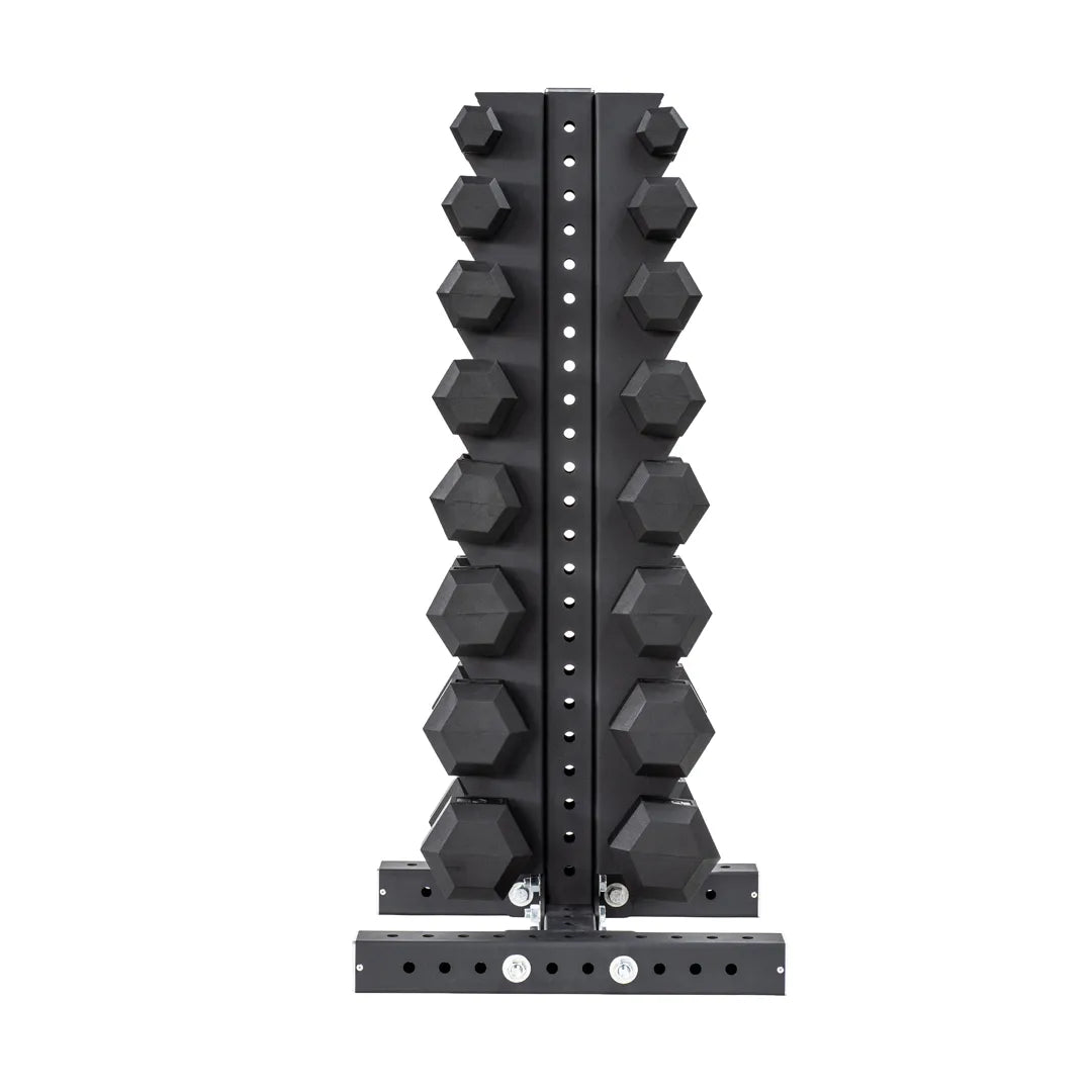 Vertical Dumbbell Rack with Hex Dumbbells | 8 Pairs (5-40LB)