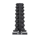 5-40 LB Rubber Hex Dumbbell Set with Vertical Storage Rack (8 Pairs)