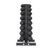 5-40 LB Rubber Hex Dumbbell Set with Vertical Storage Rack (8 Pairs)