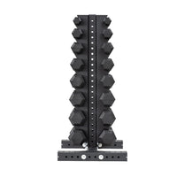 5-40 LB Rubber Hex Dumbbell Set with Vertical Storage Rack (8 Pairs)