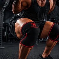 #color_black-red | Iron Bull Strength 7mm knee sleeves for lifting in red