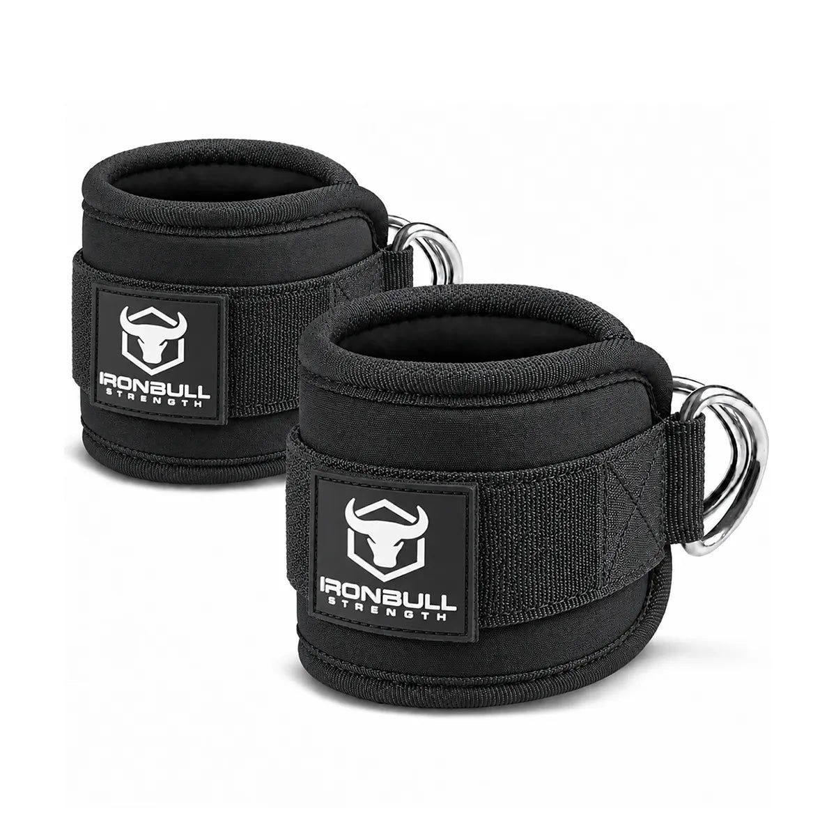 #color_black | Iron Bull Strength ankle straps in black, multi view