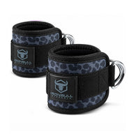 #color_leopard | Iron Bull Strength ankle straps in black, multi view