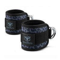 #color_leopard | Iron Bull Strength ankle straps in black, multi view