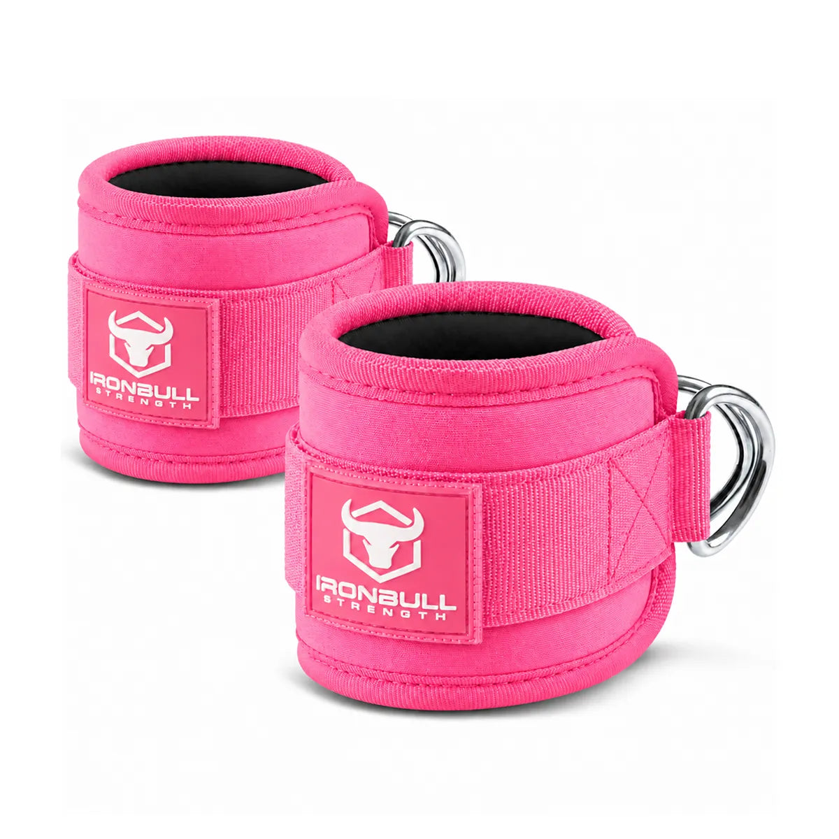 #color_neon-pink | Iron Bull Strength ankle straps in black, multi view
