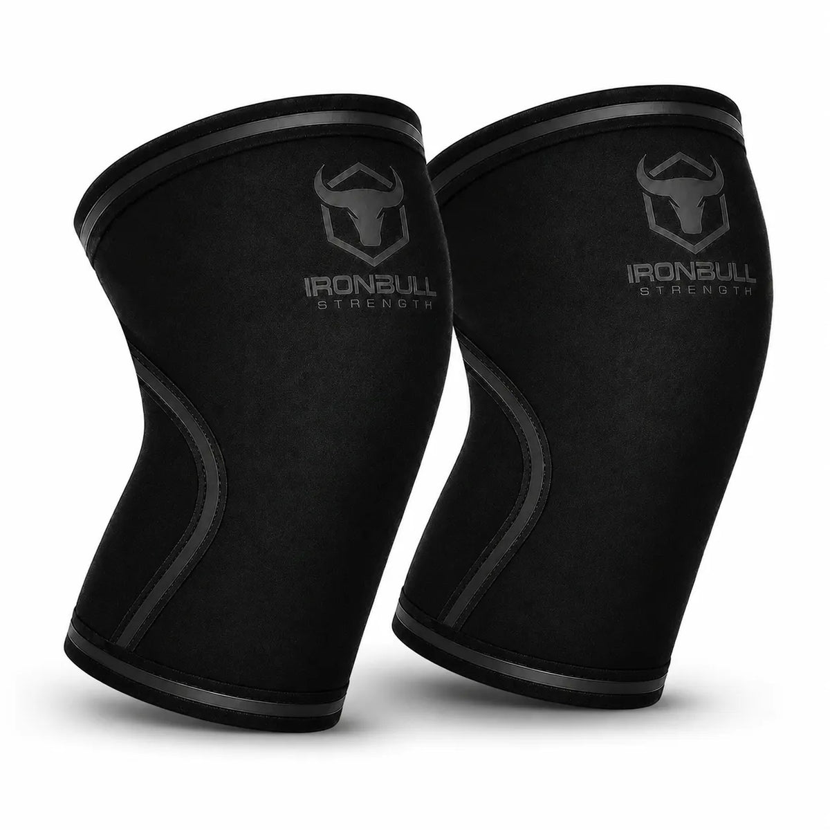 #color_black | Iron Bull Strength 7mm knee sleeves in black, front view