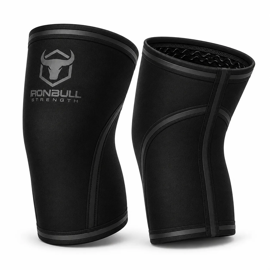 #color_black | Iron Bull Strength 7mm knee sleeves in black, side view