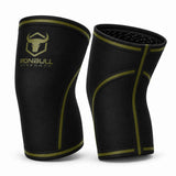 #color_black-milspec-green | Iron Bull Strength 7mm knee sleeves in black, side view
