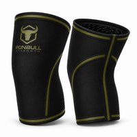 #color_black-milspec-green | Iron Bull Strength 7mm knee sleeves in black, side view
