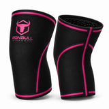 #color_black-pink | Iron Bull Strength 7mm knee sleeves in black, side view
