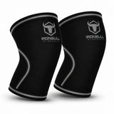 #color_black-gray | Iron Bull Strength 7mm knee sleeves in black, front view
