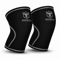 #color_black-gray | Iron Bull Strength 7mm knee sleeves in black, front view
