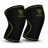 #color_black-milspec-green | Iron Bull Strength 7mm knee sleeves in black, front view
