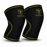 #color_black-milspec-green | Iron Bull Strength 7mm knee sleeves in black, front view

