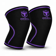 #color_black-purple | Iron Bull Strength 7mm knee sleeves in black, front view
