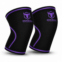 #color_black-purple | Iron Bull Strength 7mm knee sleeves in black, front view
