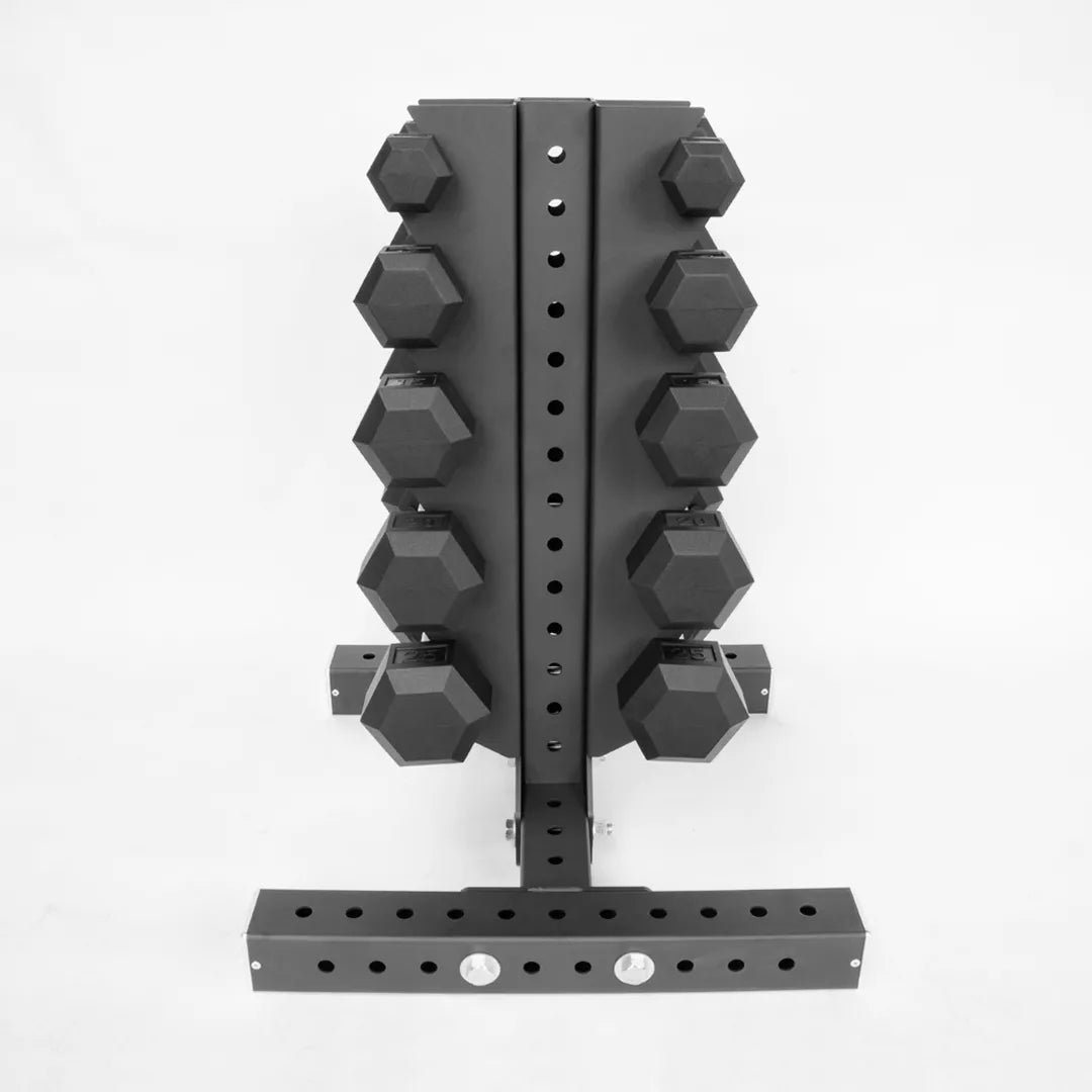 Vertical Dumbbell Rack with Hex Dumbbells | 5 Pairs (5-25LB)